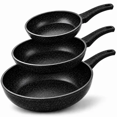 Produktbild von Pfannenset - Pfannen-Set  - Bratpfannenset - 3-teilig - Ø 20/24/28 cm - Granitbeschichtung - Antihaft und Spülmaschinenfest QIVEE®