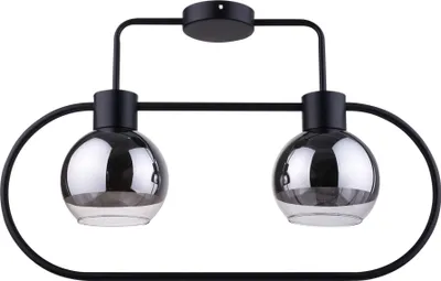 Obrázek produktu pro Moderní černé dekorativní stropní svítidlo 2 skleněná stříbrná stínidla Linda 2xE27 15W Sigma Lighting