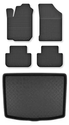 Productafbeelding van Rubberen automatten + kofferbakmat voor Nissan Juke F15 2014-2017 – 5-delig, zwart, op maat – Wielganizator Semi-Universal