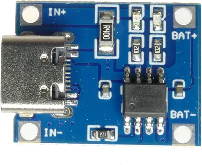 Zdjęcie produktu dla Rosfix TP4056 – Ładowarka Akumulatorów litowo-jonowych | USB Typu C, 5 V, Maks. 1 a, Napięcie Ładowania 4,2 V, 23 x 17,35 mm