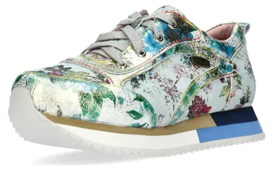 Produktbild von Laura Vita Damen Sneaker mit Plateau und mehrfarbigem Blumenmuster Delphine 15, Größe:39 EU, Farbe:Grün