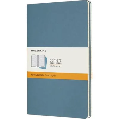 Image de Moleskine Cahier, Large/A5, Lot de 3, Ligné, Couverture cartonnée, Bleu vif