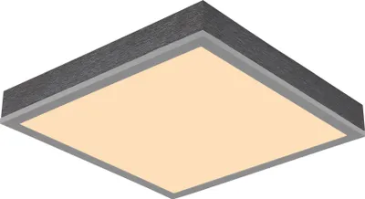 Image de Plafonnier LED, bois, alu, gris, carré, L 30 cm