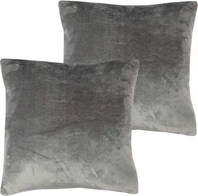 Produktbild von Kissenhülle Kuschel "Celina" 2er Pack, in der Größe "45 x 45cm" - Anthrazit - Kissenbezug mit Reißverschluss