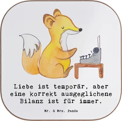 Produktbild von Mr. & Mrs. Panda Untersetzer Glas Buchhalter Weisheit - Weiß - Geschenk, Rechnungswesen, Holzuntersetzer, Präzision, Bilanz, Beruf, Finanzen, Berufspassion, Liebe, Design