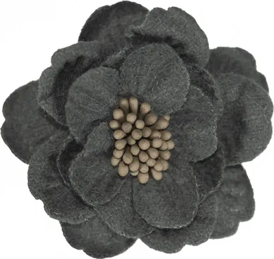 Produktbild von 2 Textilblüten Blume Blüte mit Staubblättern 60mm Dekoration Verzierung, Größe:60 mm, Farbe:grau