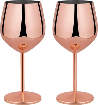 Produktbild von Weingläser aus Edelstahl, 2er-Set, 18 Unzen Roségold, bruchsichere Gläser, Weinkelche, unzerbrechliche Cocktail-Gin-Gläser für Party,Hochzeitstag(Roségold)