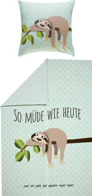 Produktbild von Erwin Müller Wendebettwäsche Faultier" helltürkis 1x 135x200 cm + 1x 80x80 cm"