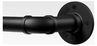Produktbild von Schwarze Gardinenstange, 80 bis 218 cm, Deckenmontage, 25 mm Durchmesser, ausziehbare Gardinenstange für Terrasse, Glasschiebetür, Wohnzimmer
