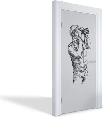 Produktbild von Türdeko Aufkleber Selbstklebende Wandsticker Personalisiert - Fotograf in Aktion - 95 x 205 cm