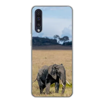 Produktbild von MuchoWow® Handyhülle Schutzhülle Hülle für Samsung Galaxy A30s Elefant - Gras - Tiere - Natur Silikon Softcase Handy Hülle - Karteninhaber