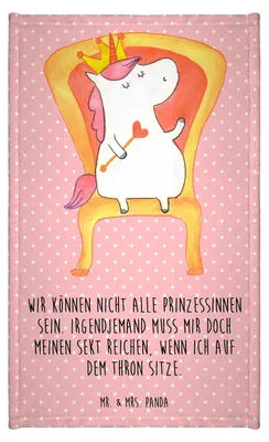 Produktbild von Mr. & Mrs. Panda Handtuch Einhorn Prinzessin - Rot Pastell - Geschenk, Geburtstagsgeschenk, Frotteehandtuch, Unicorn, gäste wc, Frotteetuch, Monat, Geburtstag, Gästetuch