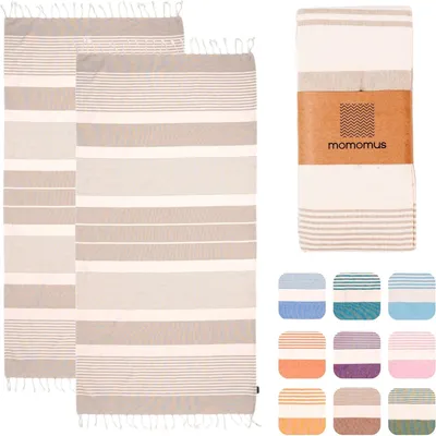 Produktbild von Strandtuch 90 x 180 cm, 2 Stück, beige, Baumwolle, für Strand