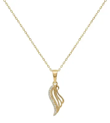 Produktbild von 375 Echtgold Halskette Damen Engelsflügel Anhänger mit Zirkonia