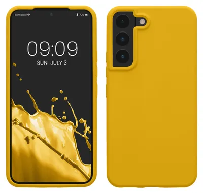 Produktbild von kwmobile Handyhülle für Samsung Galaxy S22 Hülle - Case Silikon - Kabelloses Laden - Schutzhülle Cover in Strahlend Gelb