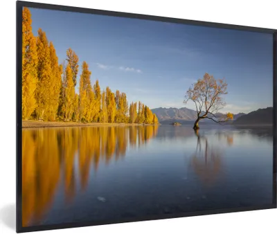 Produktbild von MuchoWow® Gerahmtes Poster Wasser - Baum - See 30x20 cm - Poster mit Schwarzem Bilderrahmen Wandposter Rahmen Foto Bilder - Kunstdruck - Bild-Poster
