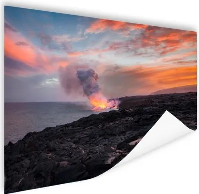 Produktbild von MuchoWow® Poster Lavavulkan am Meer 180x120 cm - Fotoplakat