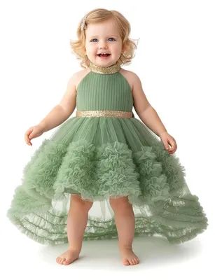 Imagen del producto de Vestido de flores para niña, marca Lito Angels, color verde, talla 18 meses/92
