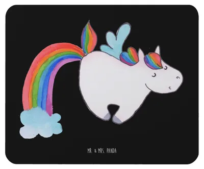 Produktbild von Mr. & Mrs. Panda Mauspad Einhorn Fliegendes Pferd - Schwarz - Geschenk, pc mousepad, Unicorn, computer, Glitzer, Mouse Pad, mousematte, Realität, Regenbogen, Spielen