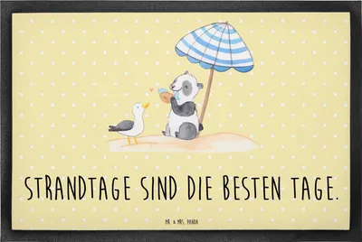 Produktbild von Mr. & Mrs. Panda fußmatte Sommer Strandtage 50 x 75 cm - Gelb Pastell - Geschenk, Bodenvorleger, Schmutzmatte, Sommerferien, Küste, Urlaub Am Meer, Schmutzfangmatte