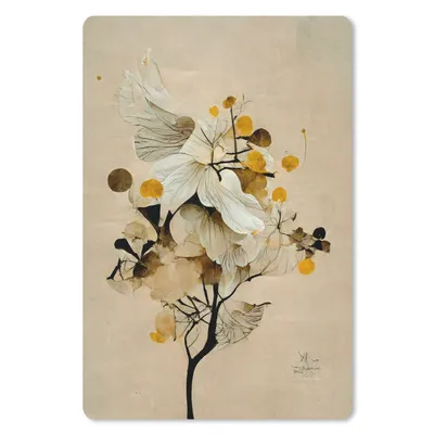 Produktbild von MuchoWow® Mauspad Mousepad Blumen - Pflanzen - Gold - Vintage 18x27 cm - Mousepads - Maus Mat - Pad - Mausunterlage
