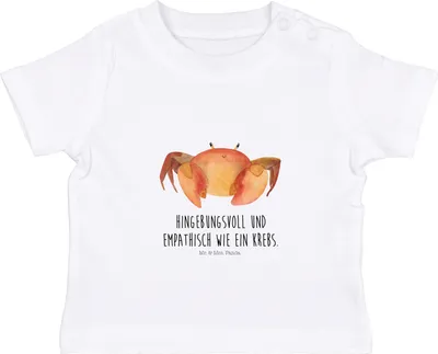 Produktbild von Mr. & Mrs. Panda Babyshirt Sternzeichen Krebs 0. - 6. Monat - Weiß - Geschenk, Baby Shirt, Kleinkind T-Shirt, Meer, Krebse, Meerestier, , Geburtstag Juni, Krabbe