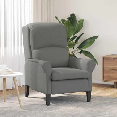 Produktbild von Dunkelgrauer Sessel für das Wohnzimmer als Schlaf- und Polstersessel mit ergonomischer Rückenlehne und weichem Mikrofaserbezug, 76 x 94 x 102 cm