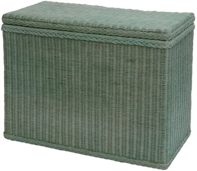 Produktbild von KRINES HOME Wäschesortierer aus echtem Rattan mit 3 Fächern / Wäschesammler, Wäschetruhe unterteilt (Grün)