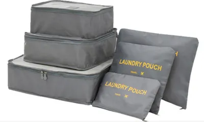 Produktbild von Reisegepäck Kompressionsbeutel Organizer 6 Set Faltbare Multifunktionskleidung Sortierpakete, Grau