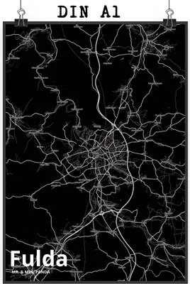 Produktbild von Mr. & Mrs. Panda Bild Fulda DIN A1 - Geschenk, drucke, Stadt, Wandbild, Wanddekoration, Dorf Karte Landkarte Map Stadtplan, Kunstdruck, Plakat
