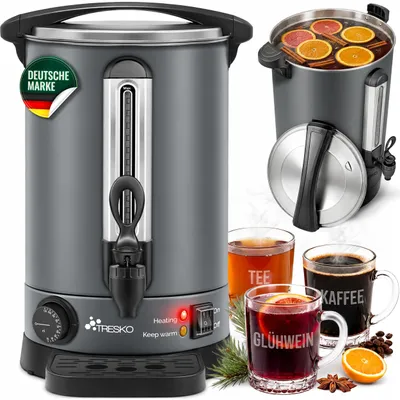 Image de TRESKO® Chaudière à vin chaud Gris 20L / 2500W Chaudière à vin chaud en inox Distributeur automatique de boissons chaudes
