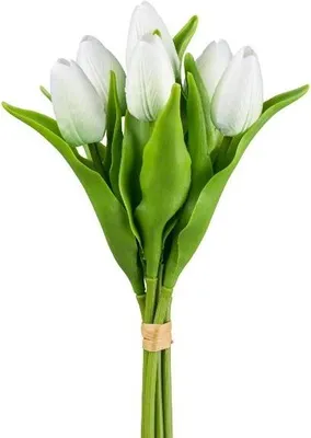 Produktbild von artplants.de Kunst Blumenstrauß Tulpen BORGA, weiß, 35cm - Künstlicher Tulpenstrauß