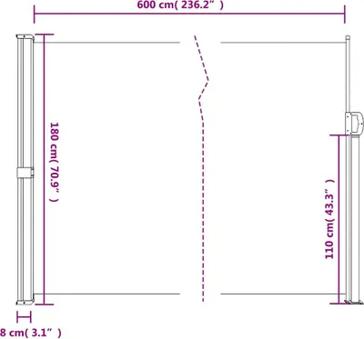 Produktbild von vidaXL Seitenmarkise Ausziehbar Schwarz 180x600 cm