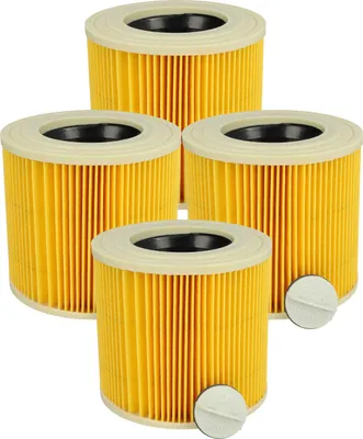 Produktbild von vhbw 4x Faltenfilter kompatibel mit Kärcher WD 3 Premium, WD 3 Premium Fireplace, WD 3 Premium Car Kit Staubsauger - Patronenfilter Gelb Abwaschbar
