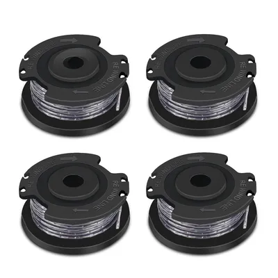 Produktbild von 4 Stück Rasentrimmer Ersatzspulen kompatibel mit Bosch F016800569 F016800385, Trimmerfaden mit Spulenkappen