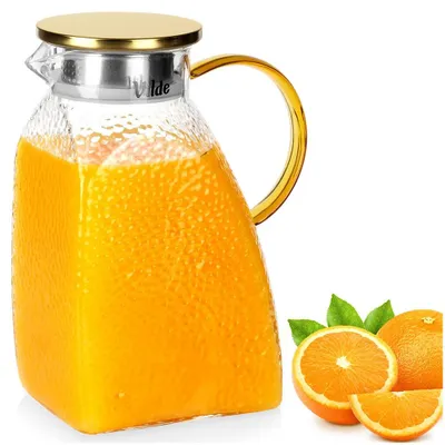 Produktbild von Getränkekrug für Wasser, Saft, Limonade, Glas, schmaler Deckel, für Kühlschrank, 1,8 l
