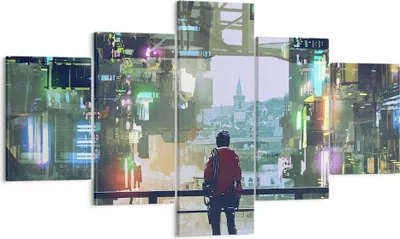 Produktbild von Bild auf Leinwand - Leinwandbild - Stadt Brücke Haus - 125x70cm - Wand Bild - Wanddeko - Wandbilder - Leinwanddruck - Bilder - Kunstdruck - Wanddekoration - Leinwand bilder - Wandkunst - EA125x70-4017