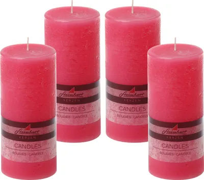 Produktbild von 4er Set Adventskranzkerzen "Raureif" Fuchsia 150/68 mm