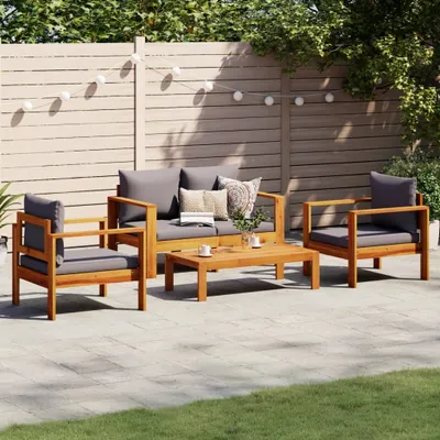 Produktbild von Möbel 4-tlg. Garten-Sofagarnitur mit Kissen Massivholz Akazie - Balkonmöbel 3214843