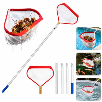 Produktbild von Pool Laubkescher mit Aluminium Teleskopstange, feinmaschiges Poolnetz zur Reinigung von Blättern, Insekten und Schmutz, Zubehör für Schwimmbad