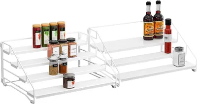 Produktbild von Verstellbares Gewürzregal - stapelbarer Gewürzorganizer - Set von 2 - grau