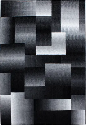 Image de Tapis de couloir pour salon, noir, 80x150 cm, design abstrait à carreaux