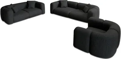 Produktbild von Strukturstoff 3-2-1-Sitzer Sofa Set Belio Schwarz