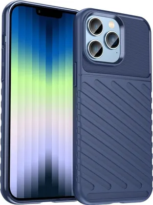 Produktbild von Mobigear Groove iPhone 14 Pro Max Hülle Flexibles TPU Backcover - Blau