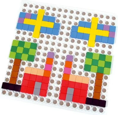 Produktbild von Legespiel Mosaik für Kinder mit 350 Quadraten, 1 Steckbrett 39x39cm, 12 Farben, Plättchen 2,3x2,3cm