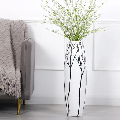 Produktbild von Leewadee Bodenvase 65 cm - Hohe Polyresin Deko für Pampasgras