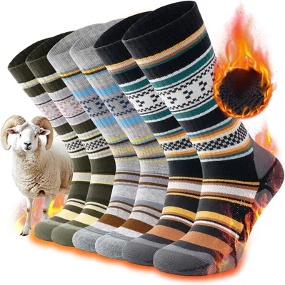 Image de Chaussettes en laine chaude pour femmes et hommes, lot de 3 paires, tailles du 35 au 50