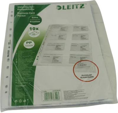 Obrázek produktu pro Leitz 4758-30-03 Visitenkarten-Prospekthülle - glasklar, 0,11 mm, 8 Fächer, max. 10x7 cm, 10 Stück