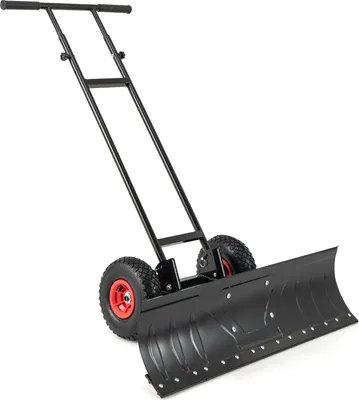 Produktbild von COSTWAY 91,5cm breite Schneeschaufel mit Rädern, robuster Schneeschieber mit einstellbarem Winkel & höhen- und winkelverstellbarem Griff Metall