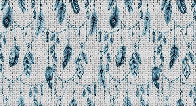 Produktbild von Tadessi Fototapete | Federn | 5.00 m x 2.70 m | Blau | Grau | Wandbild | Digitaldruck